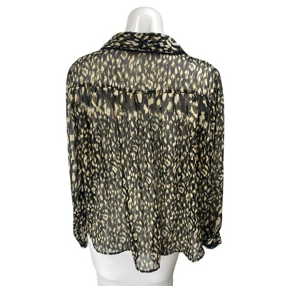 Zara Multicolor Animal Print Button Down Long Sleeve Chiffon Sheer Blouse Top L - Picture 2 of 4